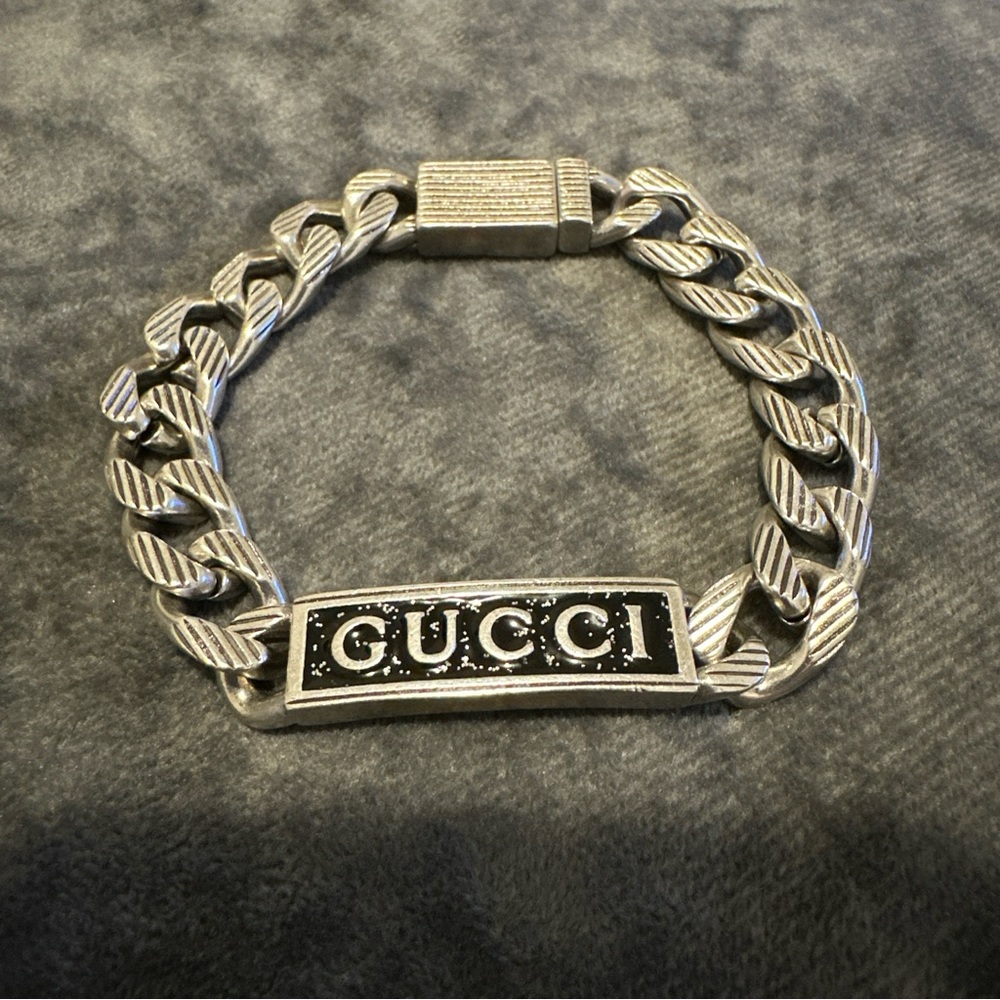 Gucci Bracelet Black Resin Logo Designer Vintage